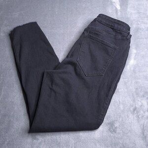 Old Navy Womens Rockstar High Rise Super Skinny Jeans 12 Black Stretch Raw Hem